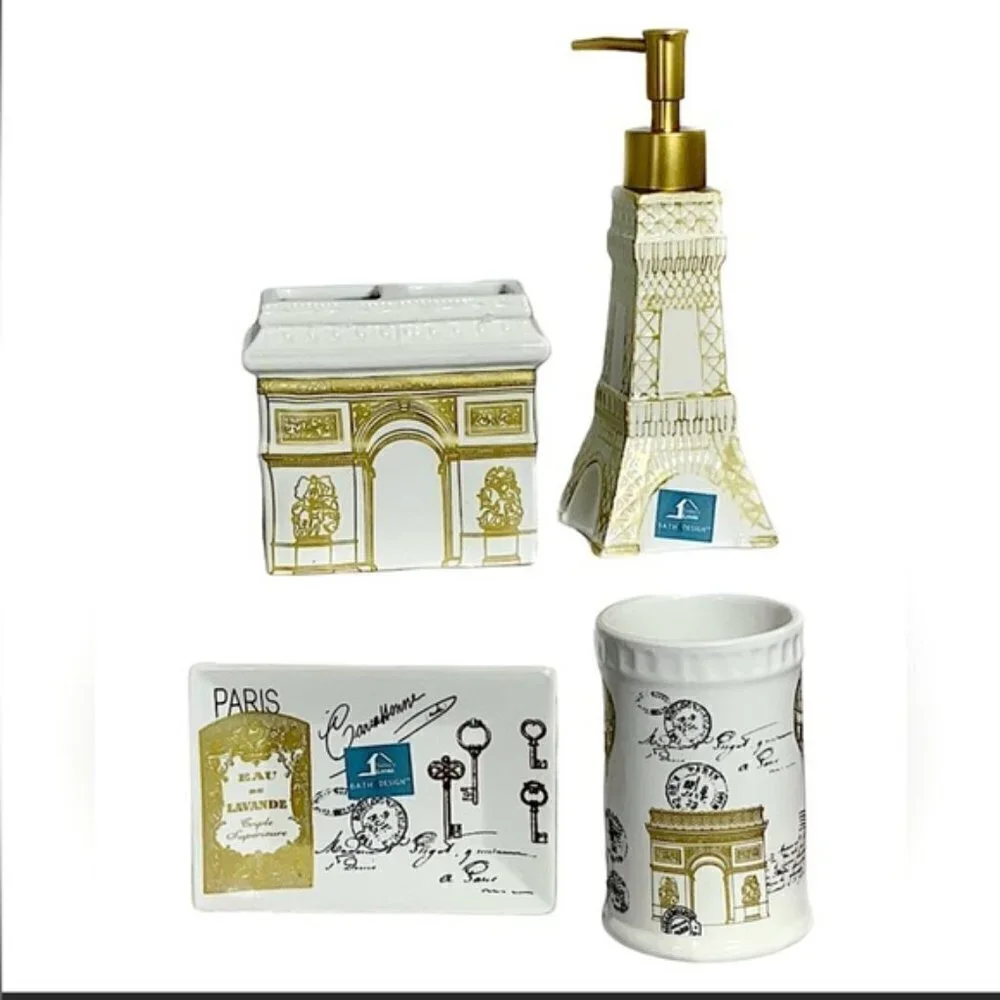 Eiffel Tower Paris Bathroom Accessories Soap Dispenser Toothbrush Holder…
